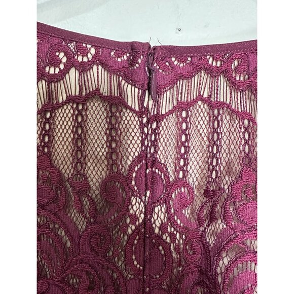 Adrianna Papell Purple Lace Sheer Long Sleeve Sheath Dress Size 18W Party - Picture 8 of 9